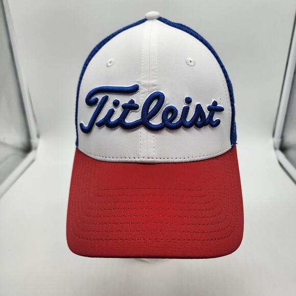 Titleist Pro V1 Snapback Trucker Hat Red White Blue Mesh Adjustable Golf Cap FJ - Picture 1 of 5